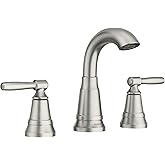 Moen Halle Spot Resist Nickel Widespread Traditional Bathroom Faucet with Drain Assembly for 3-Hole Applications, 84972SRN