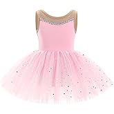 ODASDO Ballerina Costume for Girls Toddler Kids Ballet Dance Leotard Princess Glitter Tutu Dress Dancewear