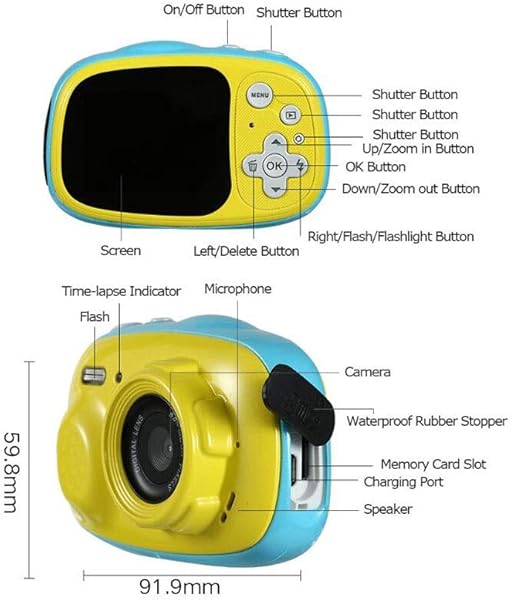 noyydh Childrens Waterproof Camera 3 Meters Waterproof 2 0 Inches HD IPS Display Support MP3 MP4 Color Pink