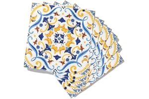 Coterie Dolce Vita Dinner Napkins (Set of 25) | Cute Blue and Yellow Design Napkins For Parties, 6.5" Disposable