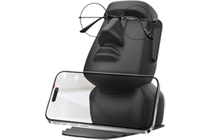 Stone Man Glasses Holder, 12.5x12.5x8.5CM Easter Island Statue Glasses Holder,Eyeglass Display Stand With PhoneHolder,Phone C