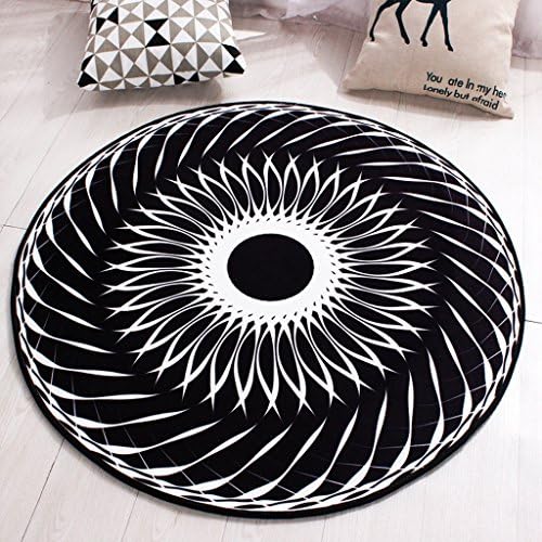 Edge to Carpets and blankets Rug Non-slip Sunrise Fashion Black And White Circular Carpet Living Room Coffee Table Carpet Bedroom Study Carpet (Size : Diameter 160cm)
