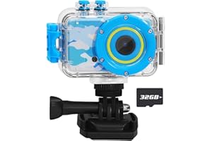 ASIUR Kids Waterproof Camera Underwater Camera Toys for Girls Boys Age 3-8, 1080P Toddler Video Camera Gift - Children Portable Sports Camcorder for Outdoor Riding Skating Jumping with 32GB SD Card