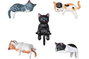 Dokpav 5 PCS Miniature Cat Figurines, Mini Cute Animals Figures Car Decoration, Adorable Cat Ornaments for Dashboard Accessor