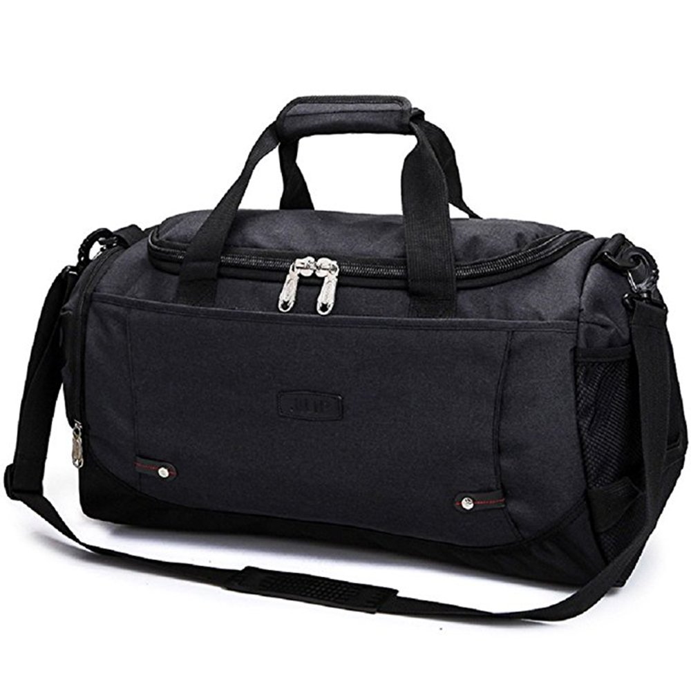 OuLi Store® Large Nylon & Canvas Travel Tote Luggage Men's Weekender Duffle Bag (Black)