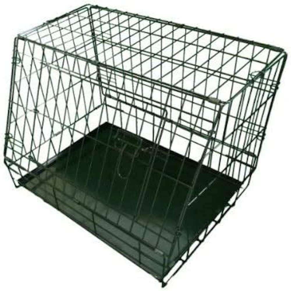 Ellie-Bo Black Standard Slanted Small 24-inch Folding Dog Cage/Crate with Metal Tray