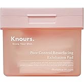 Knours Pore Control Exfoliating Toner Pads | Plant - Ginger + Algae Extract | Sebum Control, Refine Texture, Tighten Pores | Hydrating Korean Face Mask | Sensitive Skin | 90 Count | 175ml/5.9 fl.oz