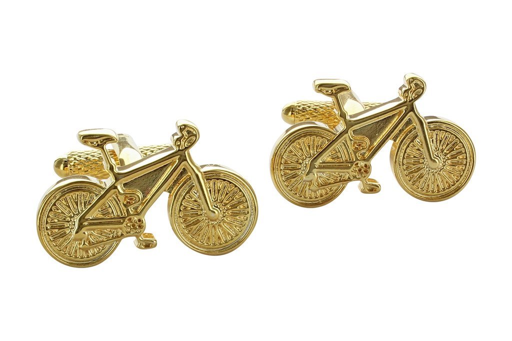Classic Bike Cufflinks - Cyclists Bicycle Shirt Cufflinks Presented In Onyx Art Cufflink Box Gold Colour