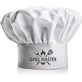 PLIGREAT Grill Master Chef Hat White Adjustable Kitchen Cooking Hat Cute Men Women Kitchen BBQ Cooking Cap Birthday Gift for Him Her Funny Chef Wear