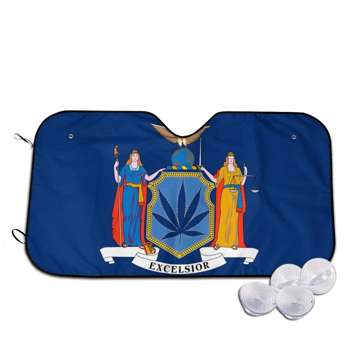 Car Windshield Sun Shade - New York NY State Flags Blocks UV Rays Sun Visor Protector,Foldable Sunshades to Keep Your Vehicle Cool,Fits Windshields of Various Sizes M-30" X 55"