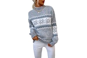 JUNBOON Women’s Casual Leopard Print Knitted Pullover Sweaters Long Sleeve Crew Neck Jumper Tops