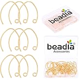 BEADIA 18K Gold Plated Earring Hooks U Shape 14x20mm 40pcs for Jewelry Making Findings