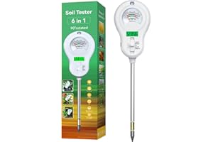 BEINHOME 6-in-1 Soil Tester with 3 Probes - Soil Moisture, pH, Fertility, Temperature, Light & Air Humidity Meter, Soil Test Kit for Garden, Lawn, Indoor and Outdoor Plants