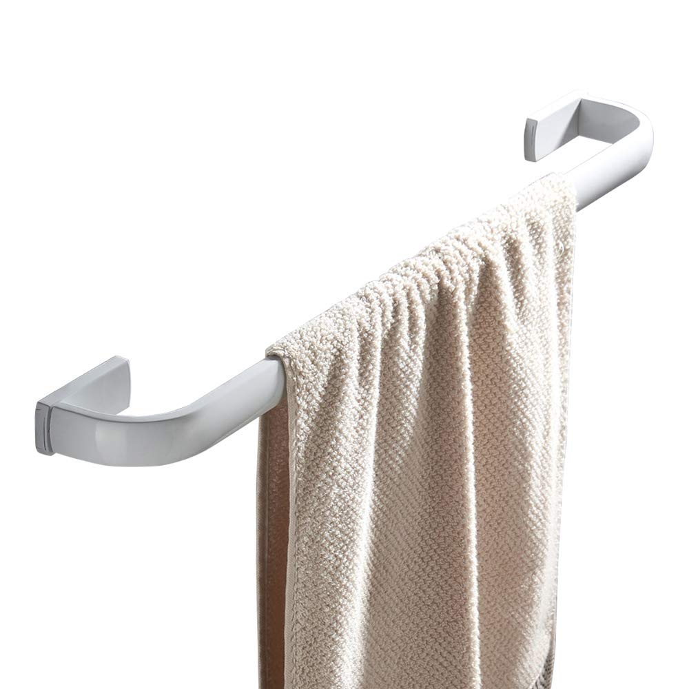 Flybath Towel Rail Bar Single Layer Brass Holder Wall Mounted 57 cm / 22.44 inches, White Finish