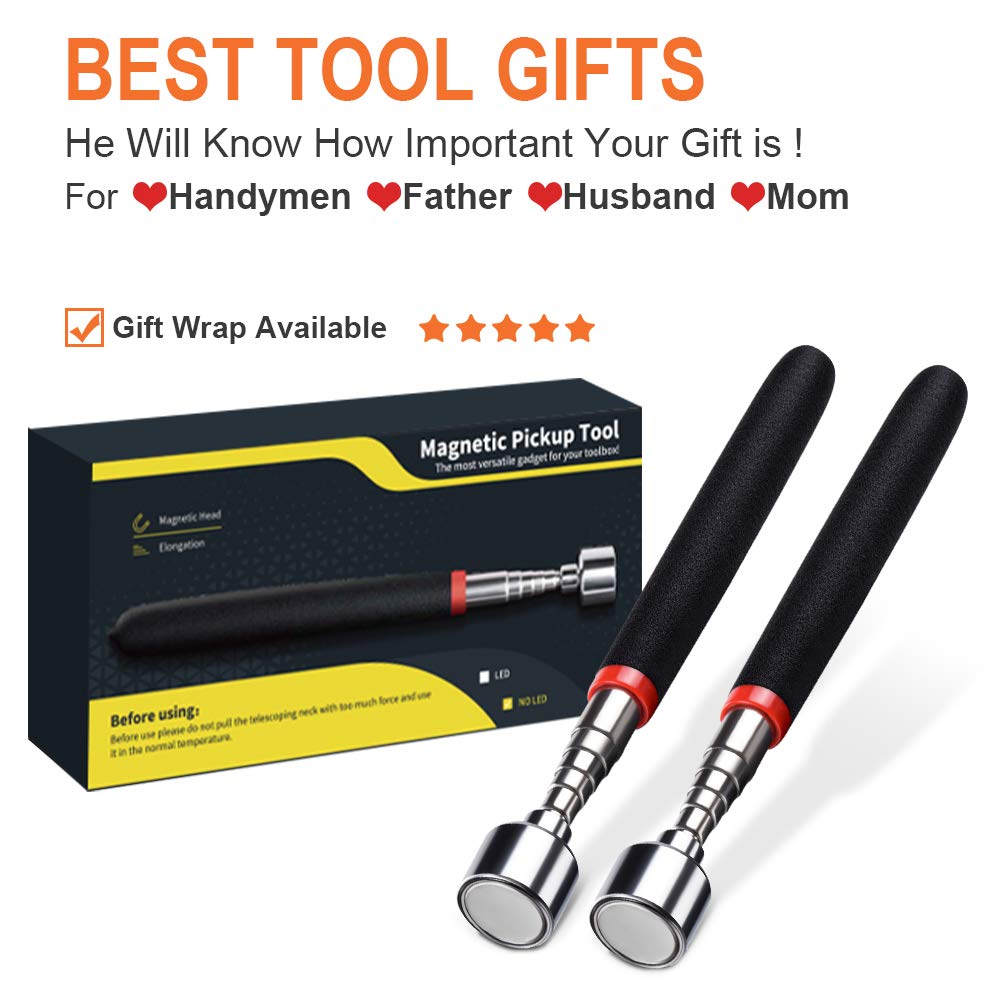 Stocking Stuffers Tool Gifts for Men - Magnetic Tool Pickup,Telescoping Magnet, Gadget Tool for Women, Christmas Tool Gifts Ideas for Men Dad Husband Handymen Woodworker,Magnet Tool 2 Pack
