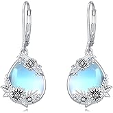 Dorunmo Butterfly/Axolotl/Cat/Highland Cow/Panda Earrings for Women 925 Sterling Silver Moonstone Leverback Earrings Cute Animal Jewelry Gifts