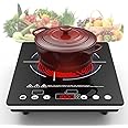 VBGK Electric Cooktop,110V Electric Stove Top,Single Burner Electric Cooktop LED Touch Control,9 Power Levels, Kids Lock &Timer,Overheat Protection,1800W Portable Induction Cooktop.