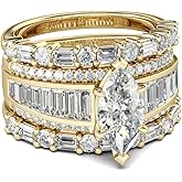 Jeulia 2 Carat 3PC Wedding Ring Set for Women 14K Gold Plated Marquise Cut CZ Engagement Rings Sterling Silver Bridal Set Anniversary Promise Rings for Her with Jewelry Box