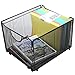 Set of 2 Modern Black Metal Mesh Foldable Office File Folder Organizer Rack Storage Crate