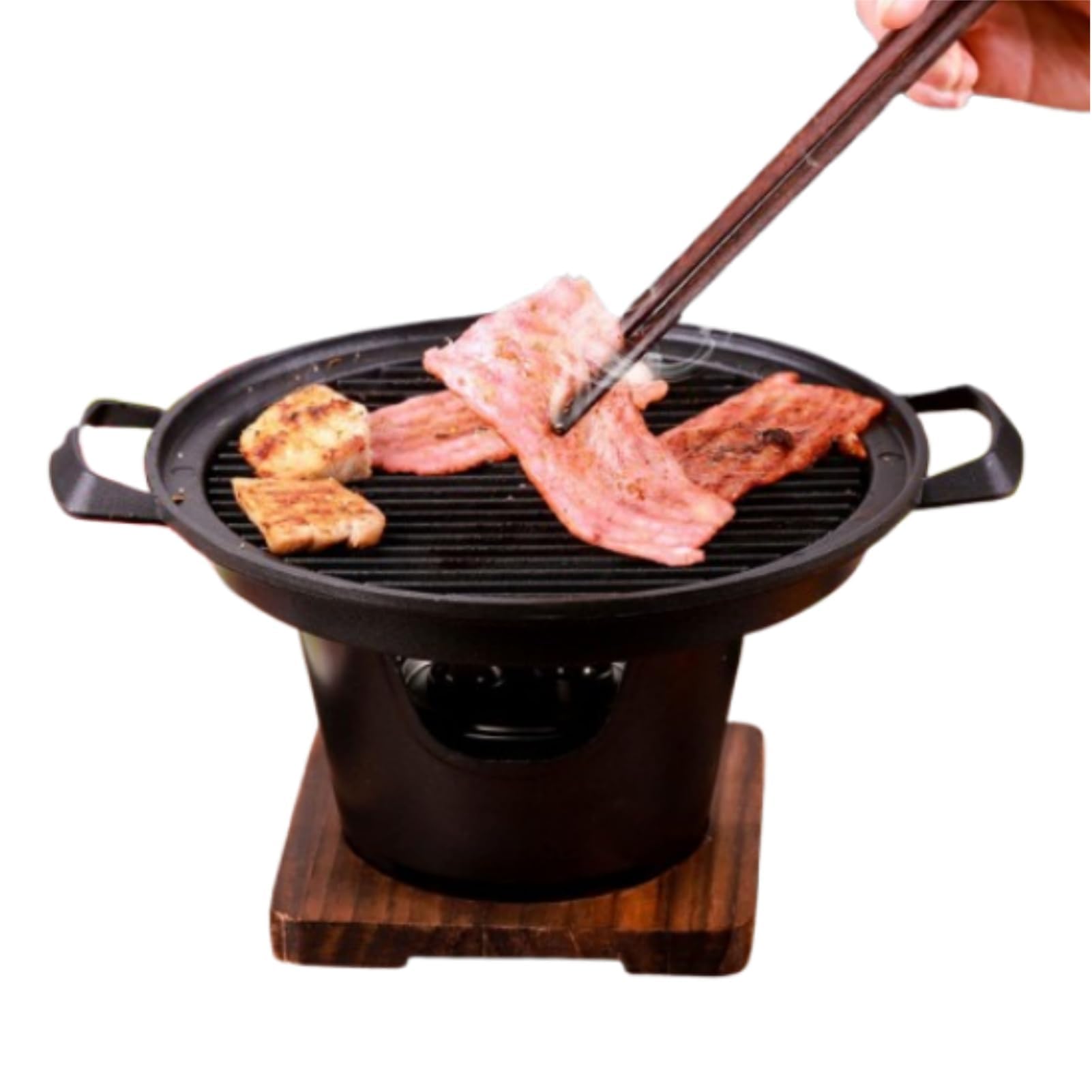 Mini BBQ Charcoal Grill, Japanese BBQ Grill Tabletop Yakiniku Grill Portable Grill Korean Barbecue Grill NonStick Japanese Hibachi Grill Portable Charcoal Stove(02), Baking Tray Diameter 20cm