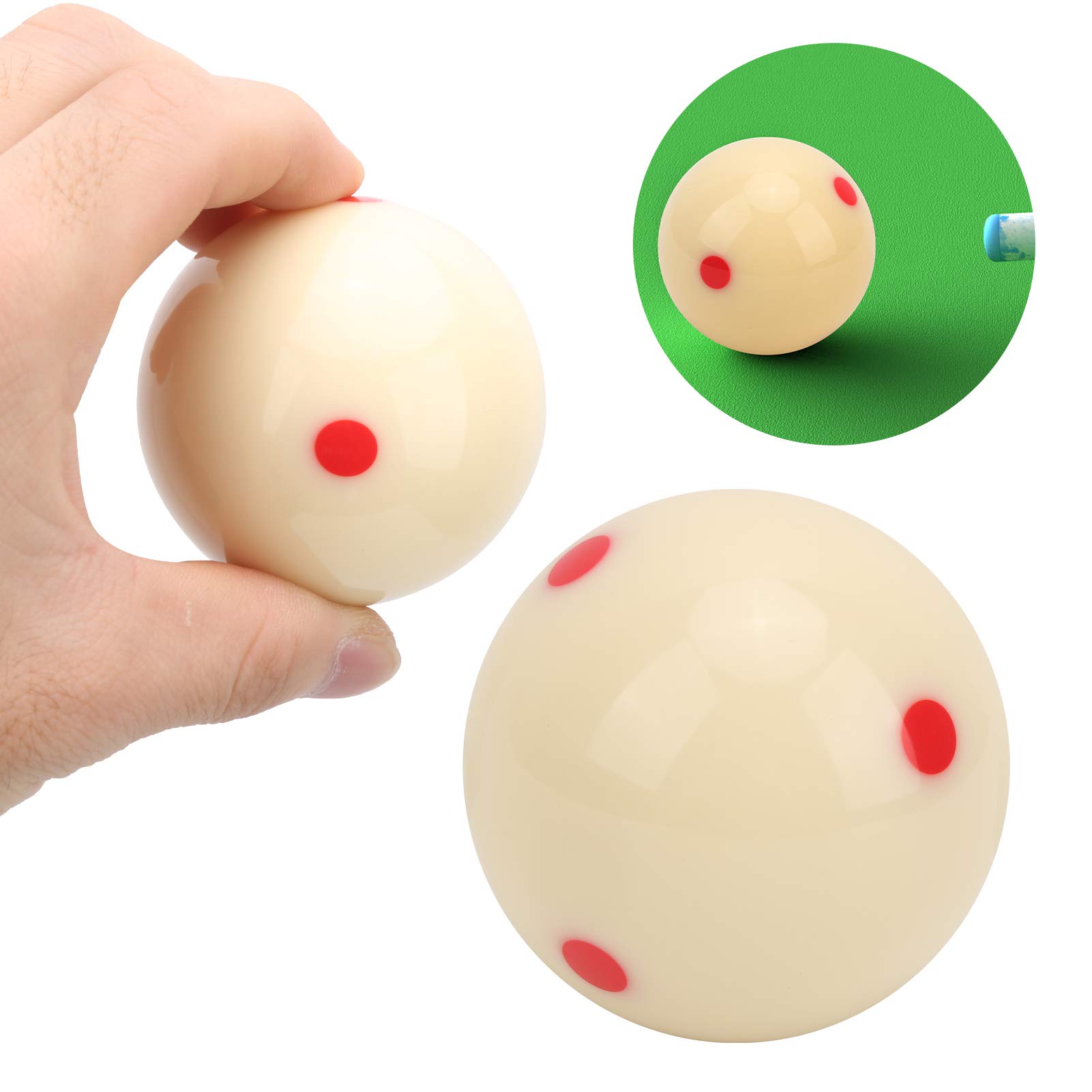 214 Billards Ball, 57.2mm Snooker Practice Ball Resin Cue Pool Ball with Red/Blue Dots for Snooker Training and Games(Red dot)