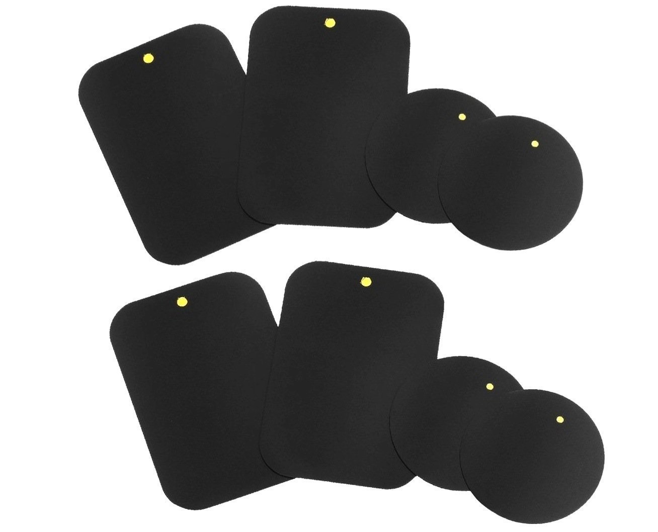 Metal Plate, (8 Pack) with Adhesive for Magnetic Cradle-Less Mount - 4 Rectangle and 4 Round (Compatible with WizGear mounts) (8 Pack - Black)