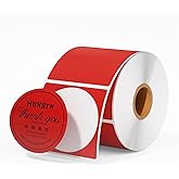 MUNBYN 2 Inch Red Round Thermal Labels, Multi-Purpose Self-Adhesive Circle Thermal Label Stickers for Business, 750 Sheets/1 Roll