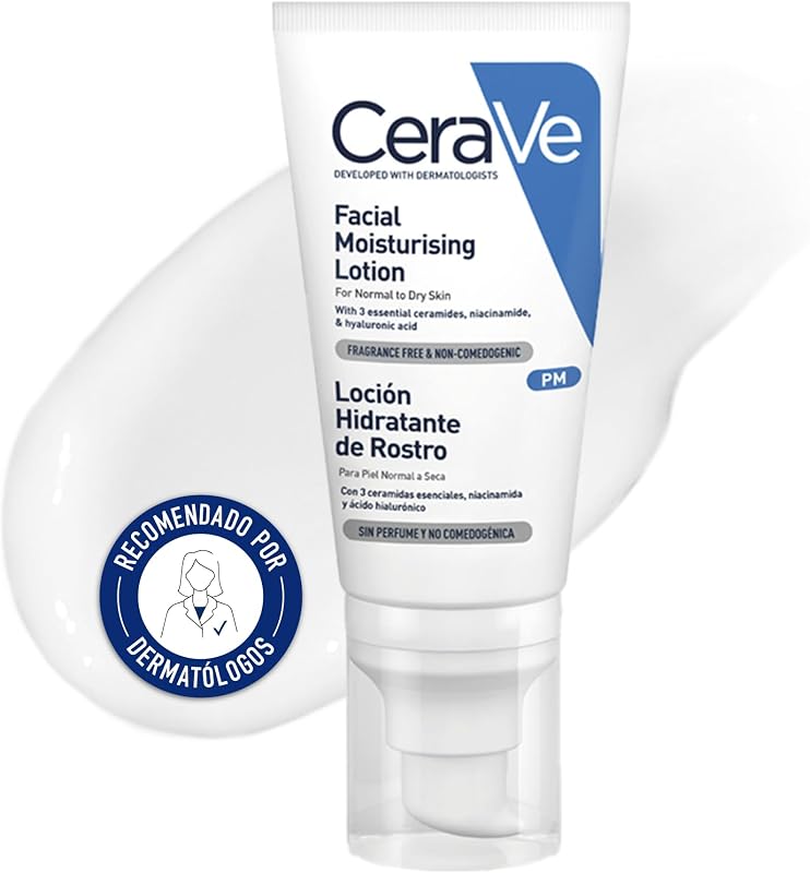 , Cerave Loción Hidratante de Rostro, Crema hidratante noche, 52 ml