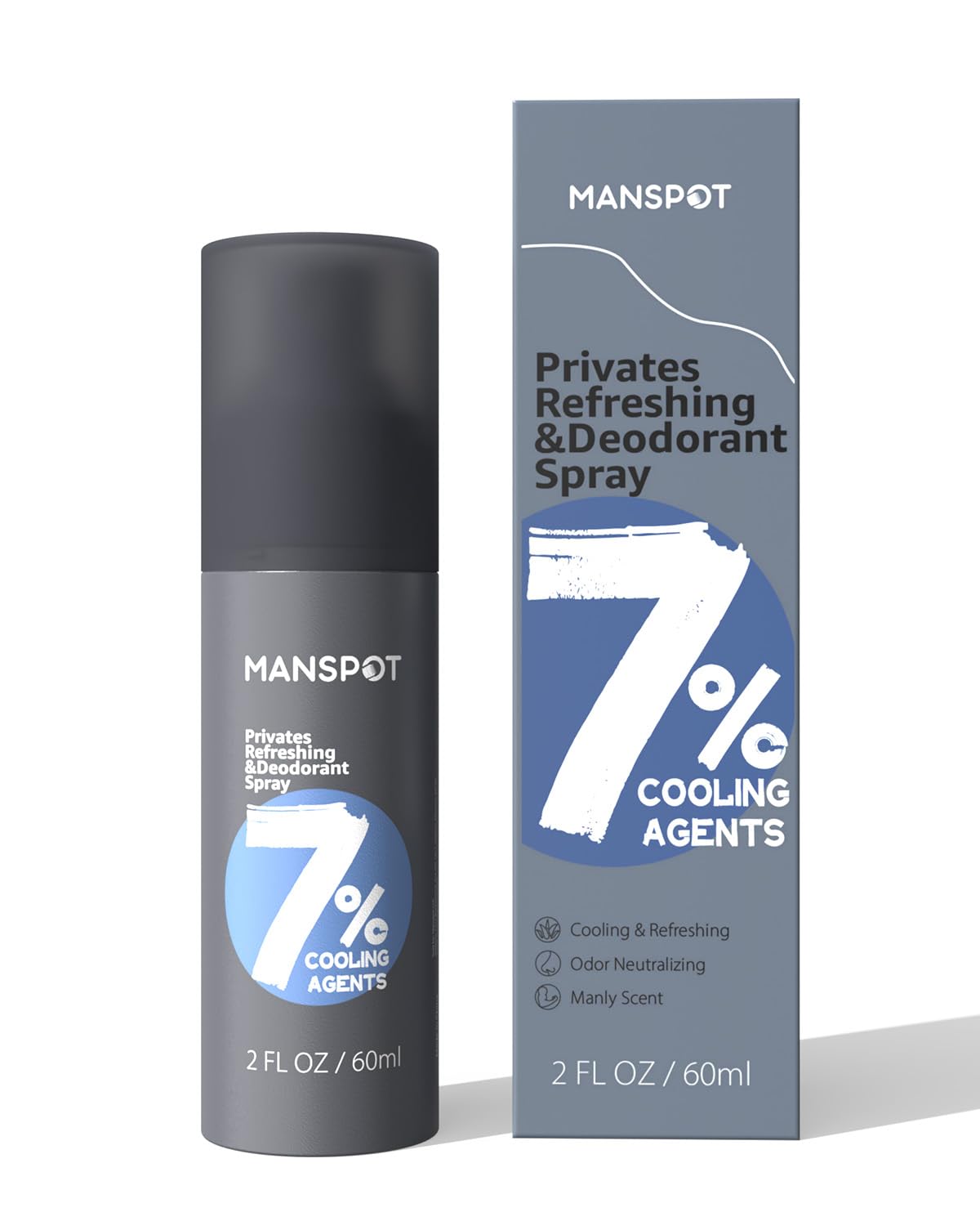 Ball Deodorant Spray for Men - MANSPOT Body Spray for Men, Instant Refreshment, Neutralize Odor, Spray for Men's Body & Groin & Balls & Legs, 2oz /60ml