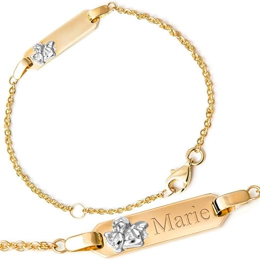 Maverton Kinder ID Armband 585 Gold mit Gravur + personalisierte