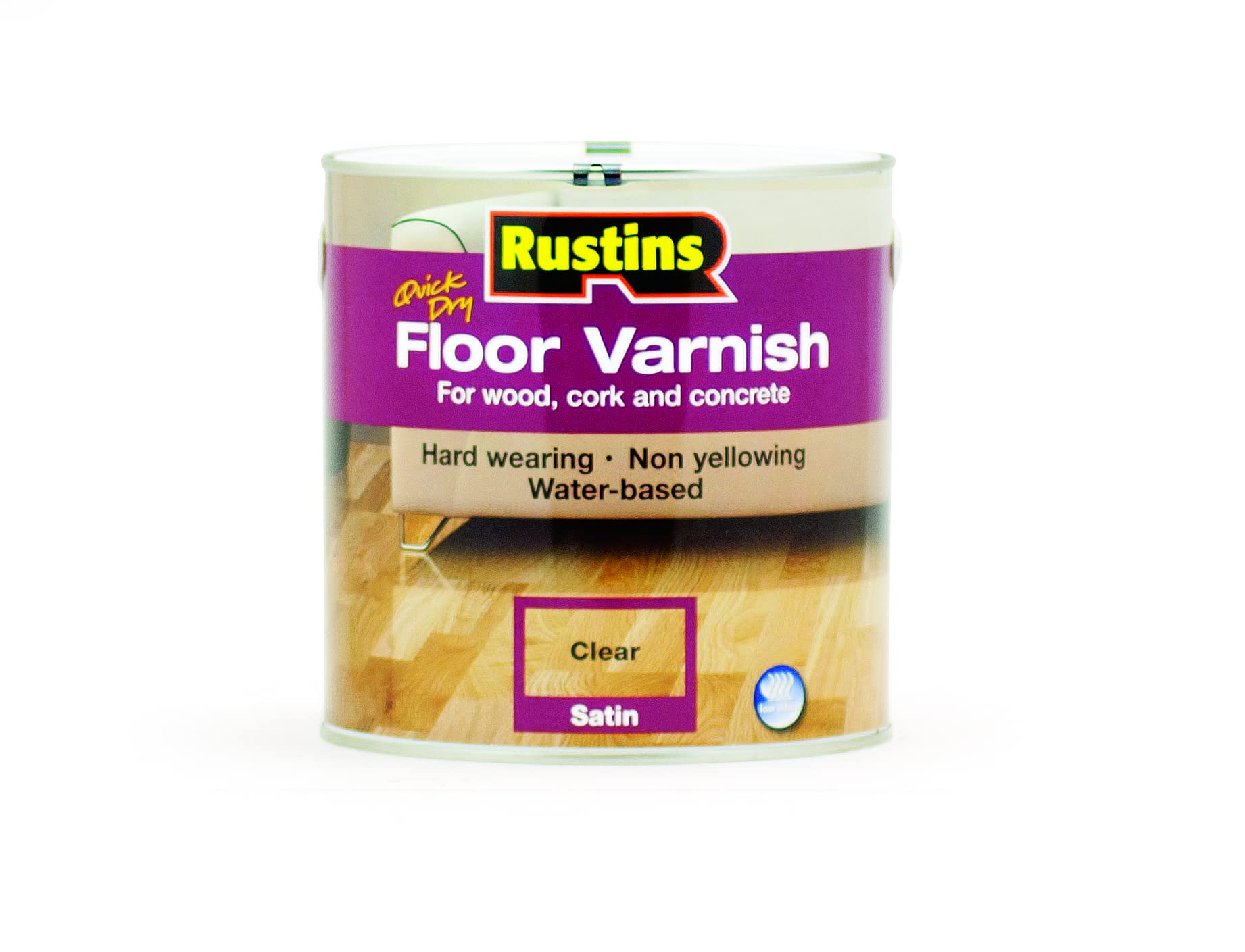 Rustins Floor Varnish Clear 2.5L Satin - Fast-Drying Floor Protection for Interior Wood – Easy Application with Tough, Long-Lasting Clear Finish