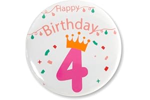 MGJSRNH Baby 1st Happy Birthday Pins Badges Girl First Birthday Button Gift Kids Photo Prop 1st Birthday Badge Pin Decoration Favors Supplies (White-Pink)