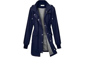 PITINAN Rain Jackets For Women Waterproof Rain Coats with Hood Lightweight Windbreaker Outdoor Trench Coat