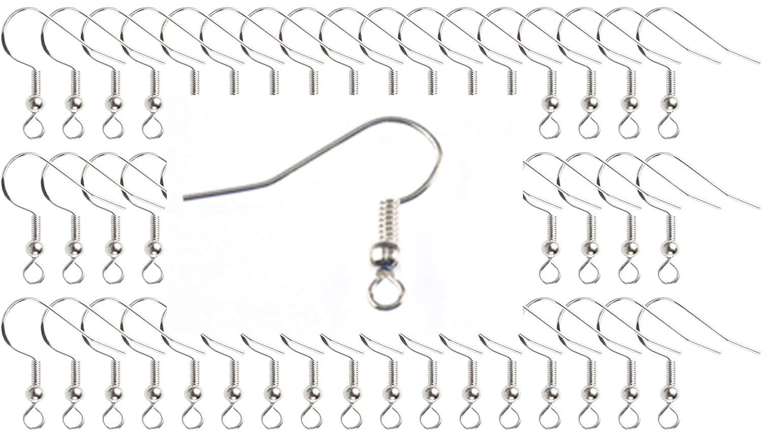DIY Earrings 300 Earhook Blanks Miniblings Anti-Allergic Silver Plated Fish Hook