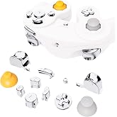 eXtremeRate Chrome Silver Repair ABXY D-pad Z L R Keys for Nintendo GameCube Controller, DIY Replacement Full Set Buttons Thumbsticks &amp; Tools for Nintendo GameCube Controller