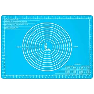 Silicone Pastry Mat Non Stick with Measurements(25.4''×17.7'')for Baking Mat Extra Large,Non Slip Silicon Dough Rolling Mat, Table/Countertop Placemats and Fondant/Pie Crust Sheet Blue