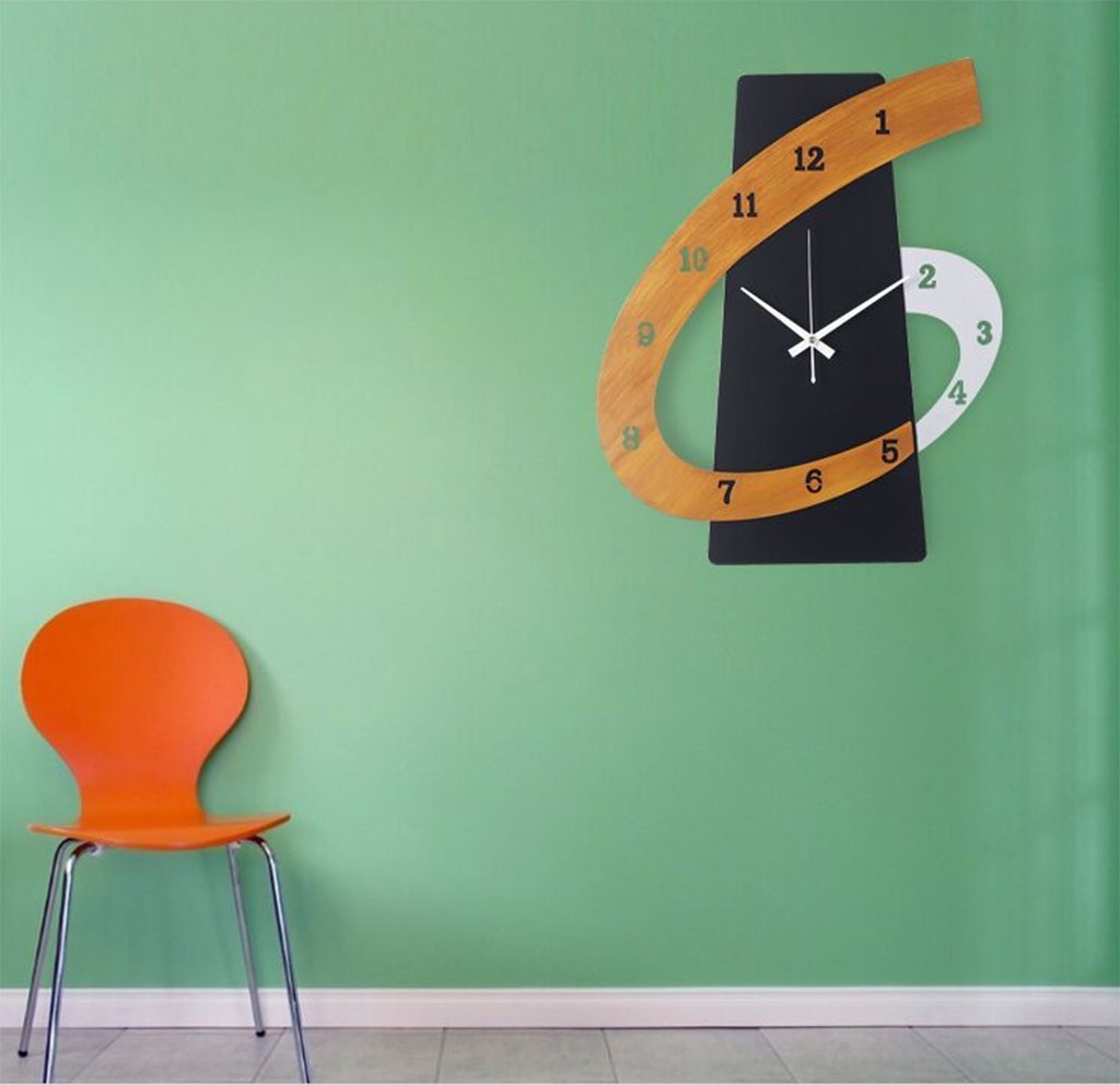 安いそれに目立つ ポストモダンスタイルのウォールクロック Natood北欧のシンプルな木製の壁時計リビングルームミュートウォールクロック 50 40センチメートル 黒 電池なし B07dqdhdn1 Studioweb Com