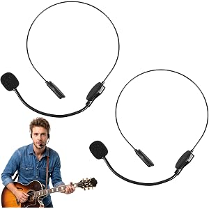 Kynigo 2Pcs Fake Microphone Headset, Costume Headset Rockstar Microphone Prop Mic Headphones for Cosplay Music Party Black