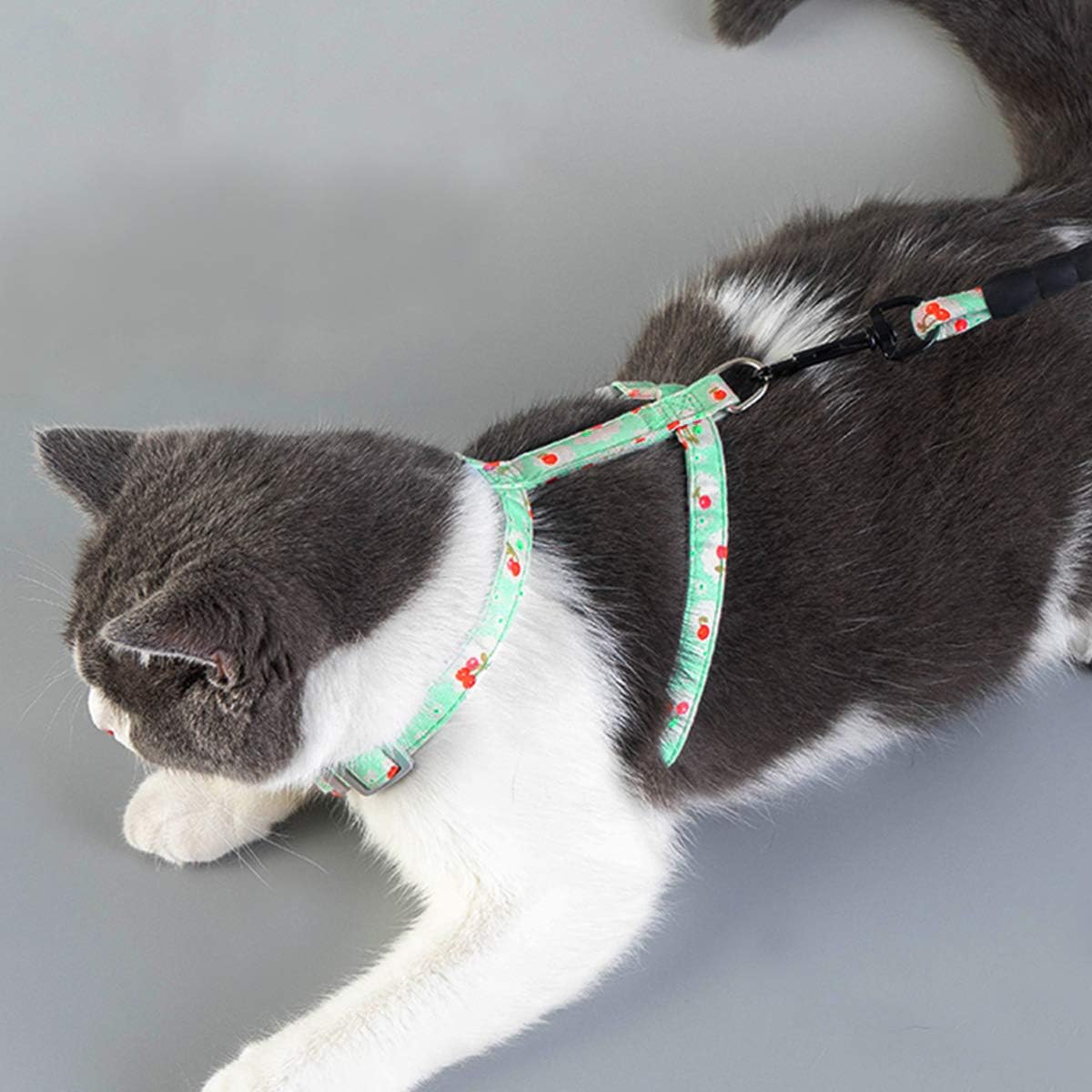 Cat Harness and Lead Beautiful Soft Stronge Adjustable Cotton Nylon Leash Flower Pattern