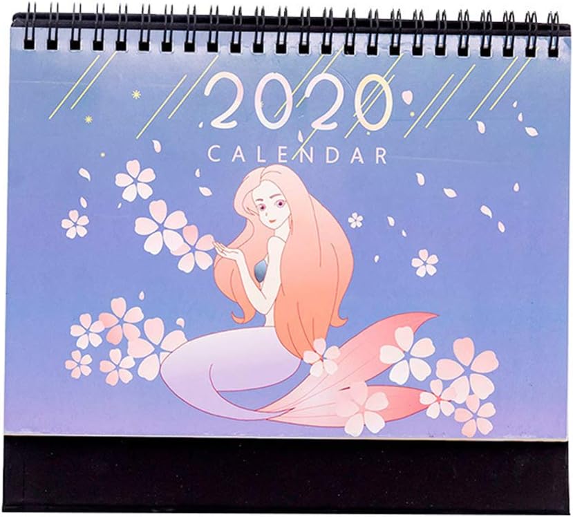 Olpchee 2019-2020 Standing Desk Flip Calendar Unique Monthly Designs Table Top Calendar Desktop Tent Calendar (Mermaid)