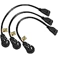 Nekteck 360° Rotating Flat Plug Extension Cord 1 Foot, 14AWG 3 Prong Extension Cord, Low Profile Right Angle Power Cord, Flat Extension Cord Grounded Wire, 15A- UL Certified, Black