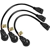Nekteck 360&deg; Rotating Extension Cord, 14AWG 1 ft Flat Plug 3-Pack | UL Certified, 15A Heavy Duty, Low Profile Right Angle Plug, Grounded 3 Prong for Home &amp; Office Use