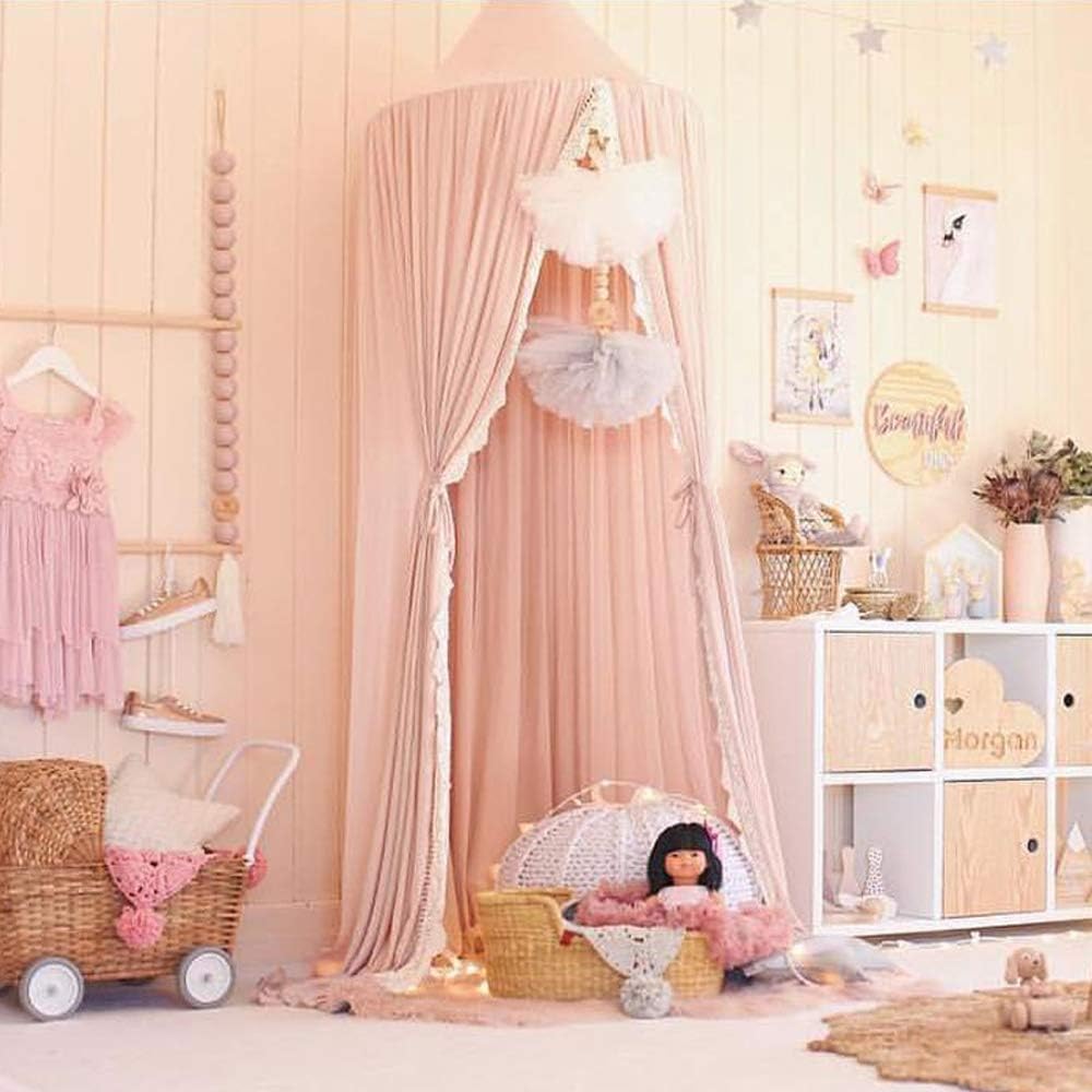 HOUTBY Princess Dome Bed Canopy Mosquito Net Play Tent Hanging House Decoration for Indoor Nook Playing Reading