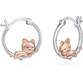 925 Sterling Silver Cat Earrings Cute Animal Kitten Stud Earrings cat Jewelry Gifts for Women Girls Hypoallergenic Earrings for Sensitive Ears