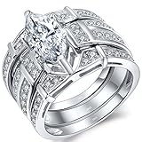 Mabella Trio Sterling Silver Cubic Zirconia Cz Marquise Wedding Ring Set Anniversary Gifts for Women
