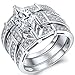 Mabella Trio Sterling Silver Cubic Zirconia Cz Marquise Wedding Ring Set Anniversary Gifts for Women