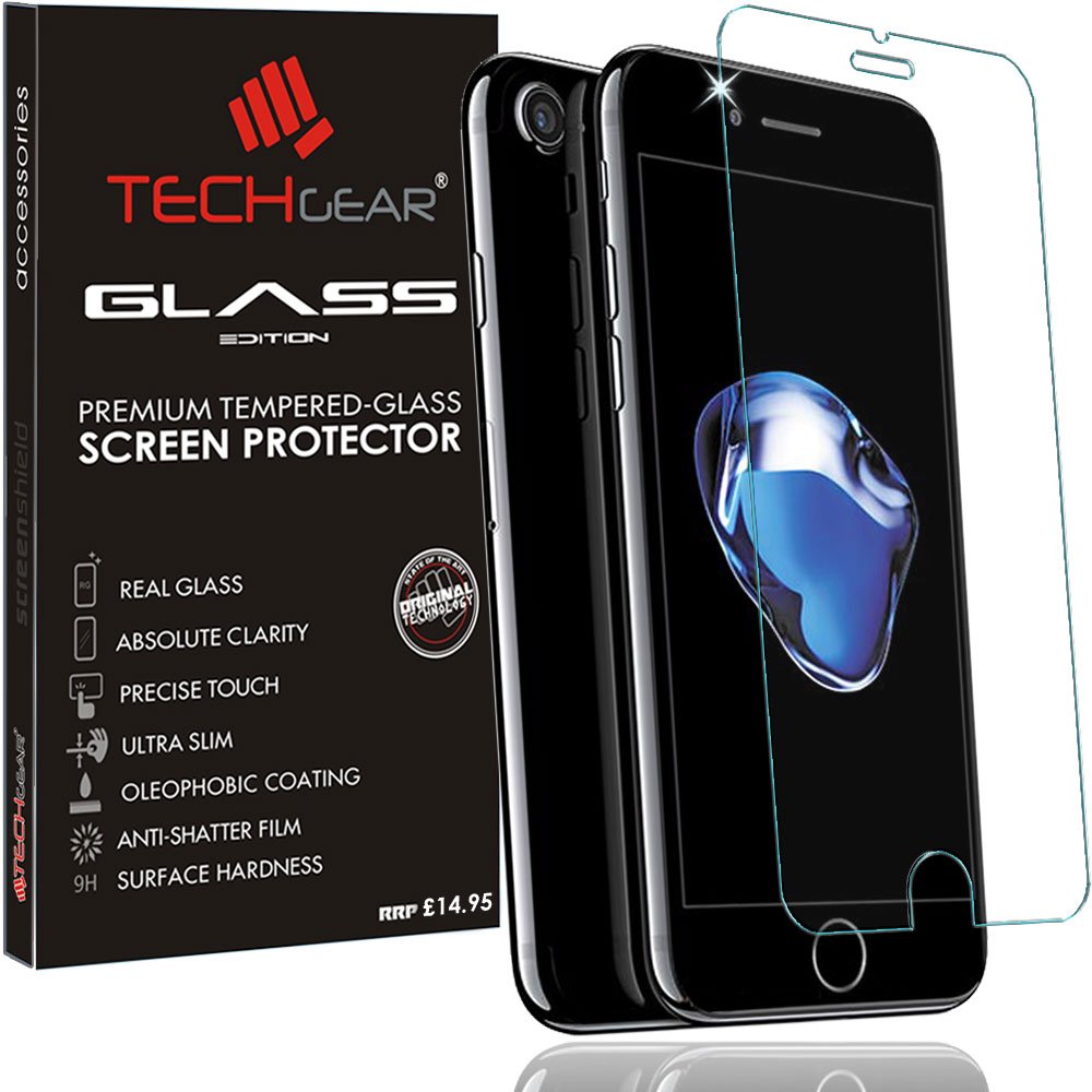 TECHGEAR Screen Protector for iPhone 8 Plus, iPhone 7 Plus - GLASS Edition Genuine Tempered Glass Screen Protector Guard Cover Compatible with Apple iPhone 8 Plus, iPhone 7 Plus 5.5"