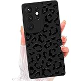 ZIYE Galaxy S25 Ultra Case Black Leopard Pattern Phone Case with Camera Protection,Soft TPU Silicone Rubber Protective Cover Cheetah Design Cases Compatible with Samsung Galaxy S25 Ultra