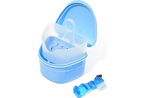 Y-Kelin Denture Cleaning Kit Denture Soap Case with Brush for Denture and Retainer (Blue Case + Brush)