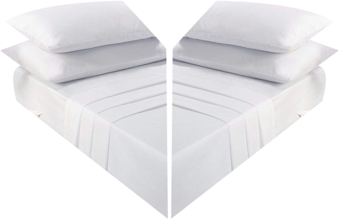 COTON MODE® Polycotton White Flat Sheet King Size Easy Care Flat Bed Sheets